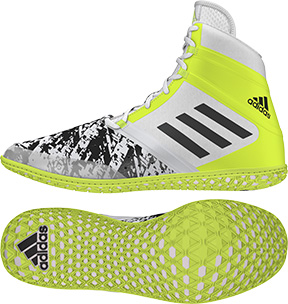 adidas Impact™ Wrestling Shoes, color: White/Black/Yellow - Click Image to Close
