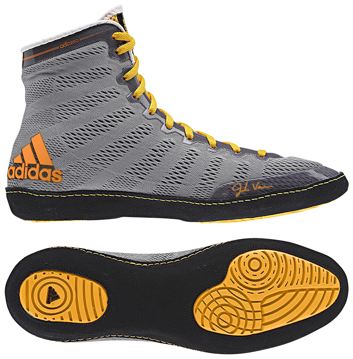 adidas adizero™ Varner Wrestling Shoes, color: Gry/Blk/Gold - Click Image to Close