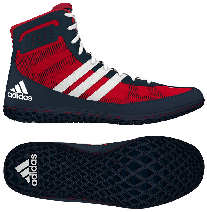 adidas Mat Wizard Wrestling shoe, color: Red/White/Navy - Click Image to Close