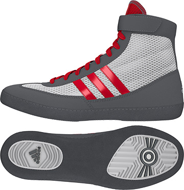 Adidas Combat Speed 4 Wrestling Shoes, color: White/Red/Grey