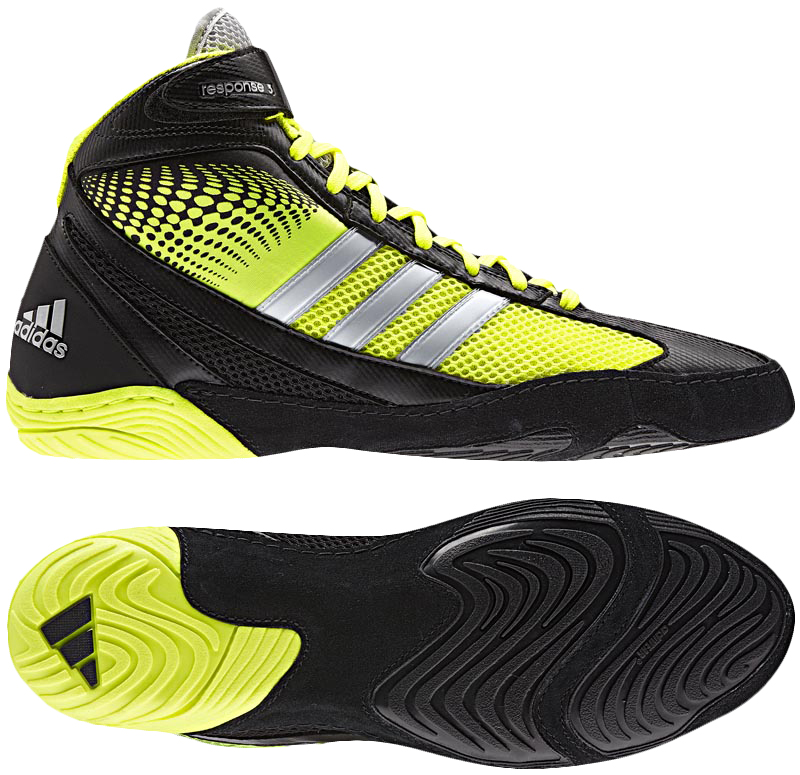 Adidas Response 3.1 Wrestling Shoes, color: Black/Elect/Silver - Click Image to Close