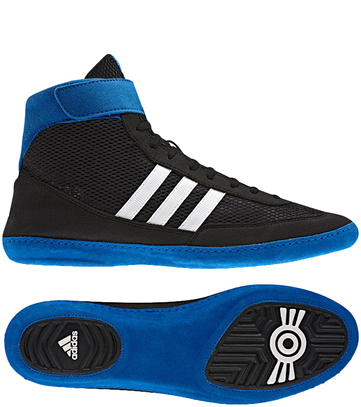 Adidas Combat Speed 4 Wrestling Shoes, color: Black/White/Blue - Click Image to Close